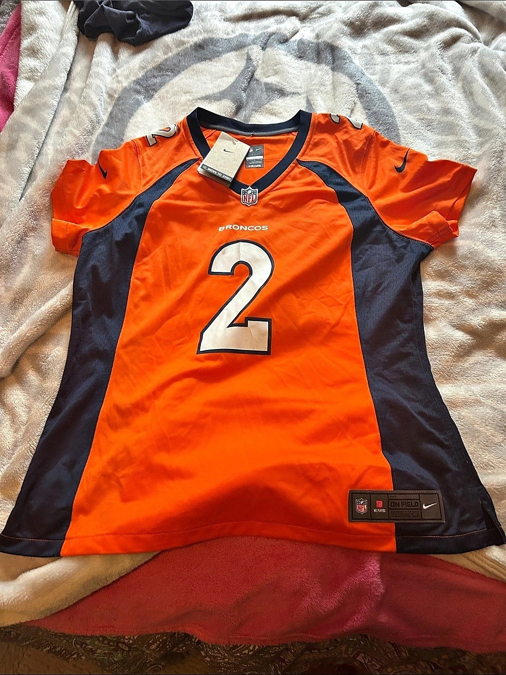 Nike Denver Broncos #2 Surtain II On Field Jersey women’s slim  Orange Blue XL N
